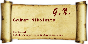 Grüner Nikoletta névjegykártya